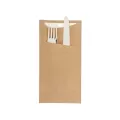 Pochettes serviette blanche 11.2x22.5cm kraft marron vergé